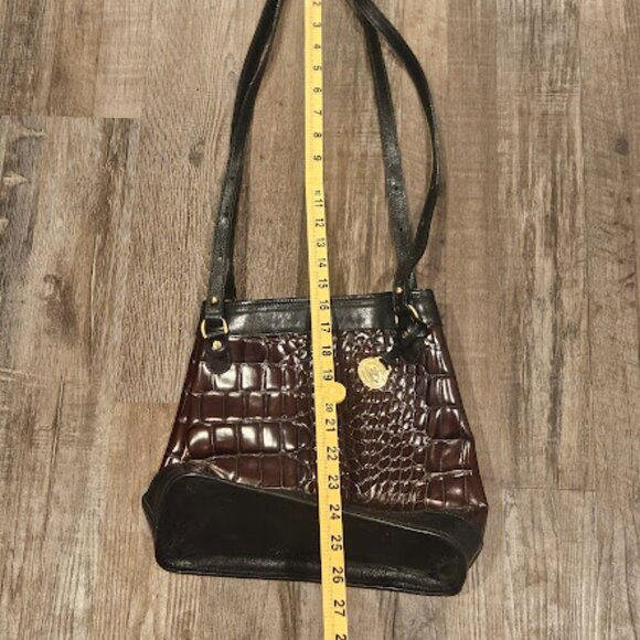 Brahmin Crocodile Embossed Brown Leather Handbag - Picture 4 of 11
